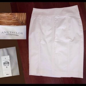 NWT Ann Taylor Skirt Crisp White SZ 6 Astor pencil skirt fully lined minimalist